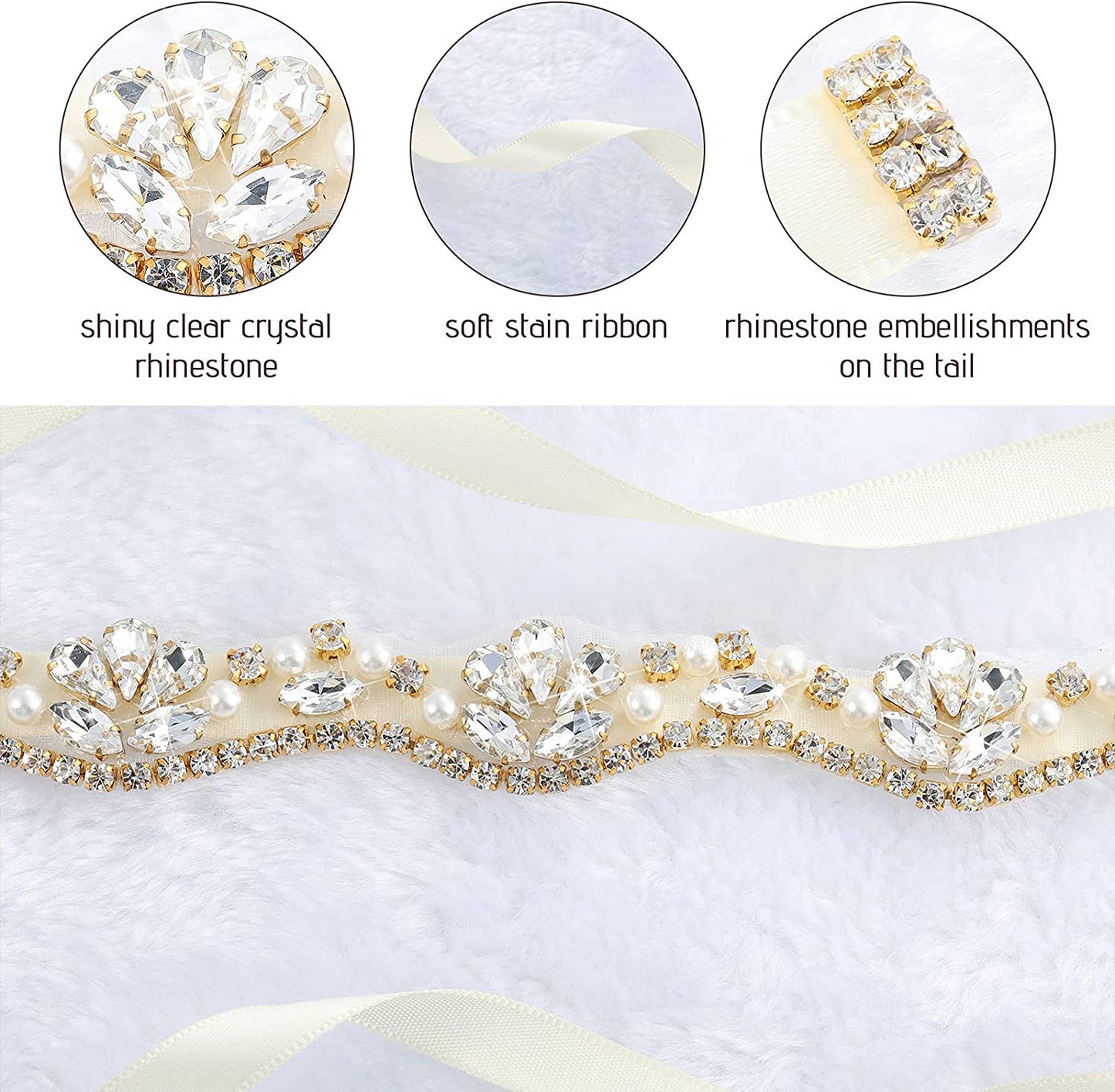 Bling Handmade Rhinestone Bridal Belt Crystal Diamond Wedding Belt Ribbon Sash Apparel & Accessories > Clothing Accessories > Belts Geyoga   