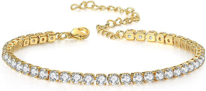 Diamond Ankle Bracelets for Women Gold Cuban Link Anklets Silver Anklets for Women Tennis Ankle Bracelet Silver Rhinestone Anklet Bracelets for Women Crystal Diamond Anklets for Women Apparel & Accessories > Jewelry > Anklets Sora Tuki Style2 - gold 2.5mm diamond anklet  