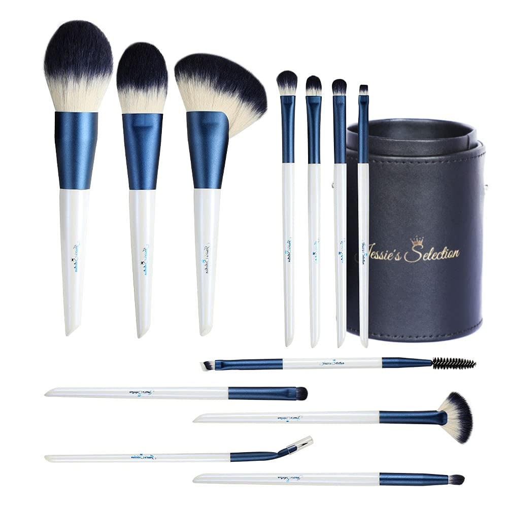 JESSIE'S SELECTION Makeup Brushes 12 Pcs Professional Makeup Brush Set with Brush Holder Makeup Brush Cleaner Eyeshadow,Blush,Lip,Concealer,Face Mask,Blending,Full Face Cosmetic Makeup Kit Health & Beauty > Personal Care > Cosmetics > Cosmetic Tools > Makeup Tools jessie's selection   