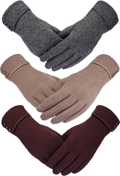 Patelai 3 Pairs Women Winter Gloves Warm Touchscreen Gloves Windproof Gloves for Women Girls Winter Using Apparel & Accessories > Clothing Accessories > Gloves & Mittens Patelai Brown, Gray, Khaki  