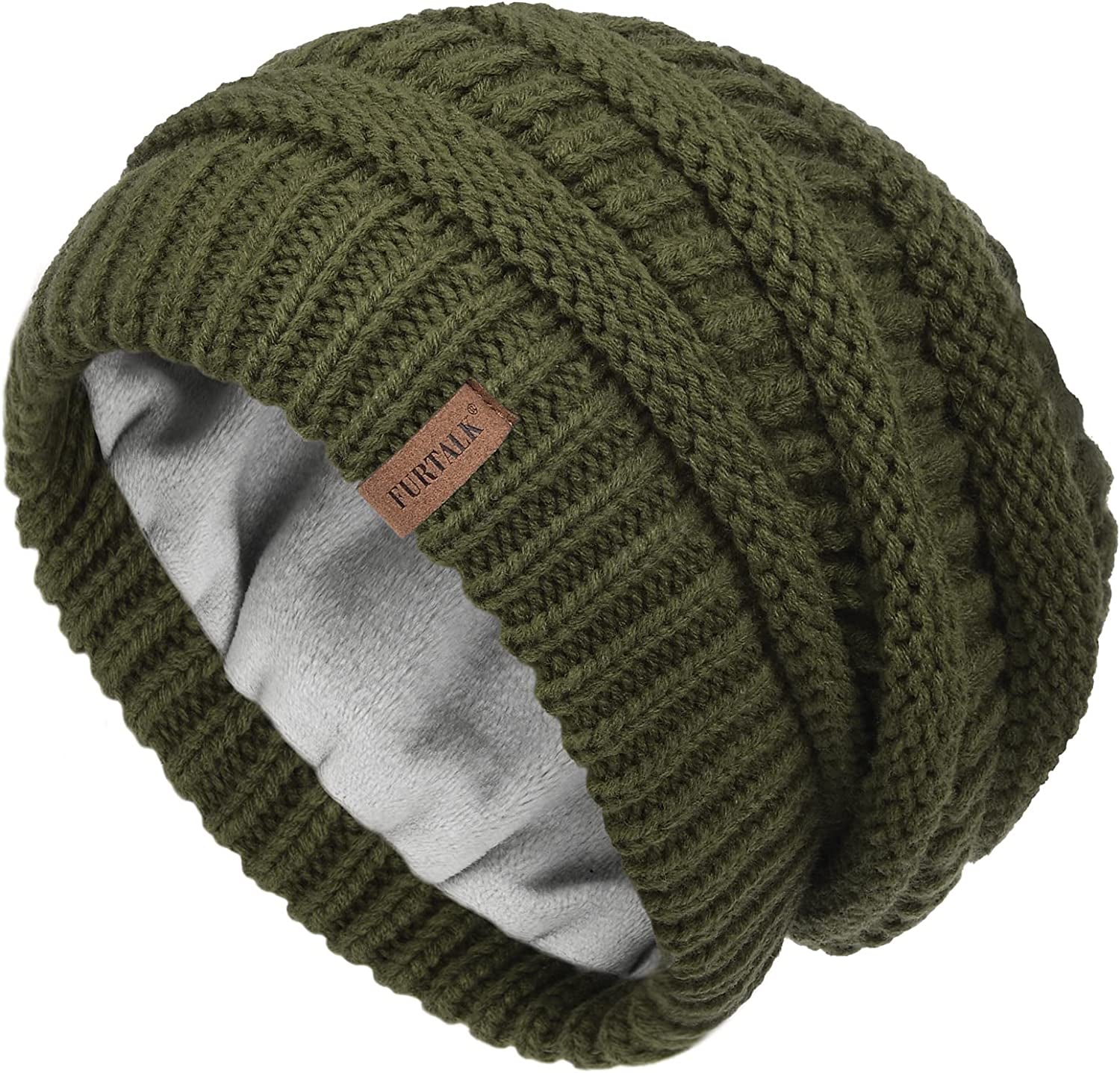 FURTALK Knit Beanie Hats for Women Men Fleece Lined Ski Skull Cap Slouchy Winter Hat Apparel & Accessories > Clothing Accessories > Hats KYLIE MAX Pine Tree Green  