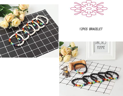 LOYALLOOK 6-12PCS Lava Stone Bracelet Chakras Bead Natural Stone Bracelet Oil Diffuser Bracelet Apparel & Accessories > Jewelry > Bracelets LOYALLOOK   
