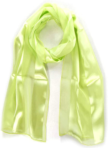 Scarfs for Women Lightweight Soft Silky Scarves 60" Long Satin Chiffon Stripe Neckerchief Gold Red Pink Black More Apparel & Accessories > Clothing Accessories > Scarves & Shawls SERENITA Lime  