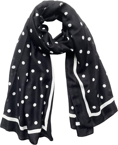 JERLA Women'S Scarves Lady Light Soft Fashion Solid Scarf Wrap Shawl Plaid Scarf Apparel & Accessories > Clothing Accessories > Scarves & Shawls JERLA Polka Dot Black  
