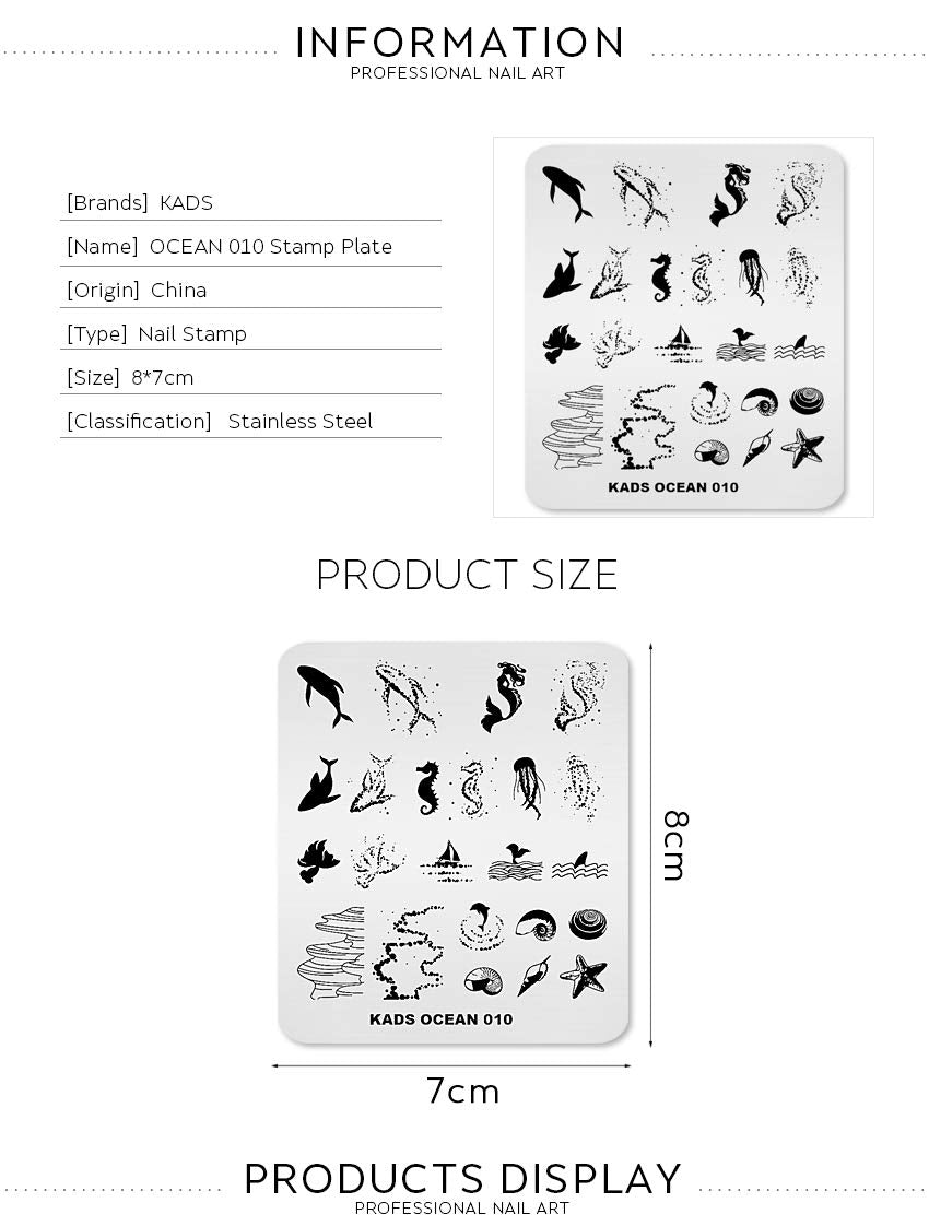 KADS Stamping Plates for Nail Art Ocean Seahorse Shell Starfish Template Image Plate Stencil Nails Tool (OC010) Health & Beauty > Personal Care > Cosmetics > Cosmetic Tools > Nail Tools KADS   