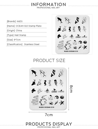 KADS Stamping Plates for Nail Art Ocean Seahorse Shell Starfish Template Image Plate Stencil Nails Tool (OC010) Health & Beauty > Personal Care > Cosmetics > Cosmetic Tools > Nail Tools KADS   