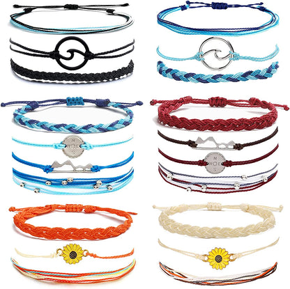 Choice of All String Bracelets for Teen Girls Boho Waterproof Bracelets Ankle Bracelets for Girls Christmas Gifts Wave Surfer Bracelets Summer Beach Anklets Apparel & Accessories > Jewelry > Anklets choice of all 6 set  