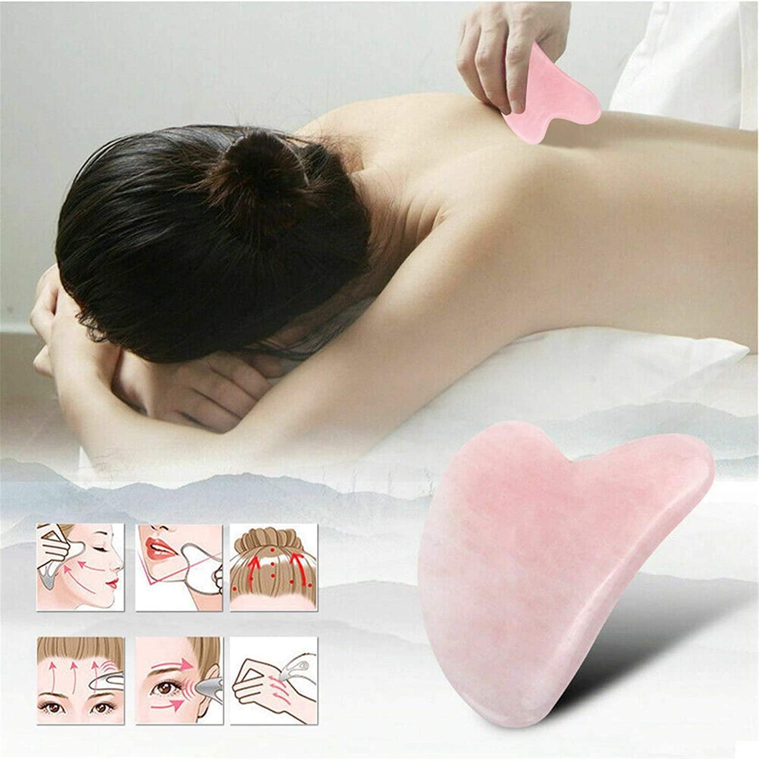 Jade Gua Sha Facial Tools- Women'S Facial Beauty Tools Natural Jade Stone Pink Scraping Board for Physical Therapy and SPA Acupuncture Therapy Used for Face, Eyes, Neck and All Parts of the Body Health & Beauty > Personal Care > Cosmetics > Cosmetic Tools > Skin Care Tools Hanzim   
