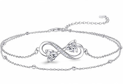 NINAMAID Anklet Bracelets for Women, 925 Sterling Silver Infinity Anklet for Women Girls Adjustable Beach Women'S Anklets Jewelry Gifts for Women Apparel & Accessories > Jewelry > Necklaces NINAMAID   