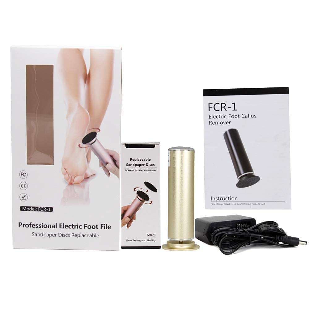 Electric Foot File (Speed Adjustable) with 60Pcs Replacement Sandpaper Disk, Professional Electric Callus Remover Pedicure Foot Sander for Callus Removal Foot Care (FCR-1 Gold) Health & Beauty > Personal Care > Foot Care I·B·N G   
