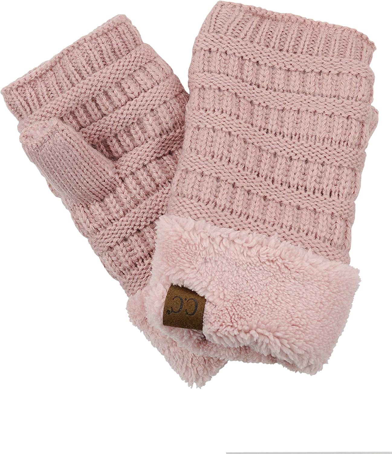 C.C Women'S Warm Knit Fingerless Half Finger Fleece Lined Winter Gloves Apparel & Accessories > Clothing Accessories > Gloves & Mittens C.C Rose  