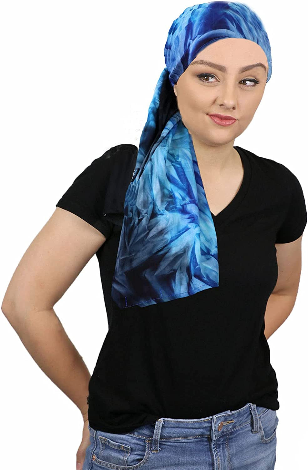 Hats, Scarves & More Headscarf Head Wrap for Women Chemo Headwear Cancer Scarf Head Covering Bali Batik 15 X 60 Inches Apparel & Accessories > Clothing Accessories > Headwear Hats Scarves & More Zenith Blue  