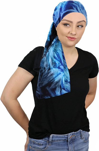 Hats, Scarves & More Headscarf Head Wrap for Women Chemo Headwear Cancer Scarf Head Covering Bali Batik 15 X 60 Inches Apparel & Accessories > Clothing Accessories > Headwear Hats Scarves & More Zenith Blue  