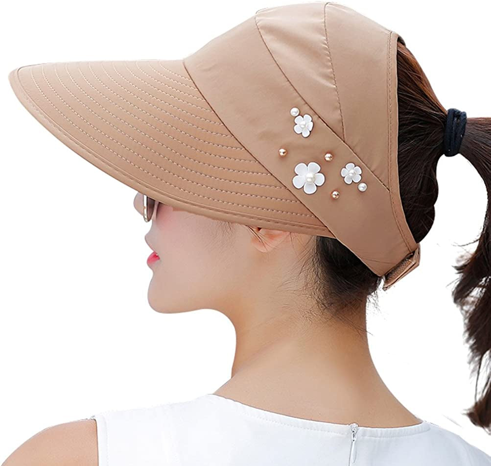 HINDAWI Sun Hats for Women Wide Brim Sun Hat UV Protection Caps Floppy Beach Packable Visor Apparel & Accessories > Clothing Accessories > Hats HINDAWI Khaki  