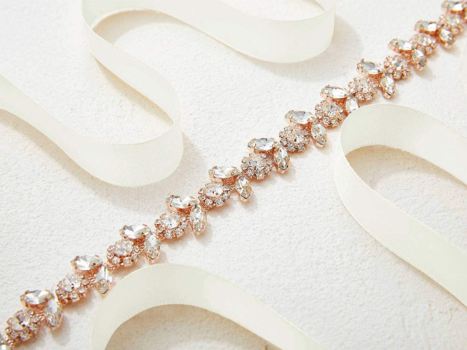 SWEETV Rhinestone Bridal Belt Bridesmaid Sash Crystal Headband Wedding Belt Women Dress Accessories Apparel & Accessories > Clothing Accessories > Belts SWEETV   