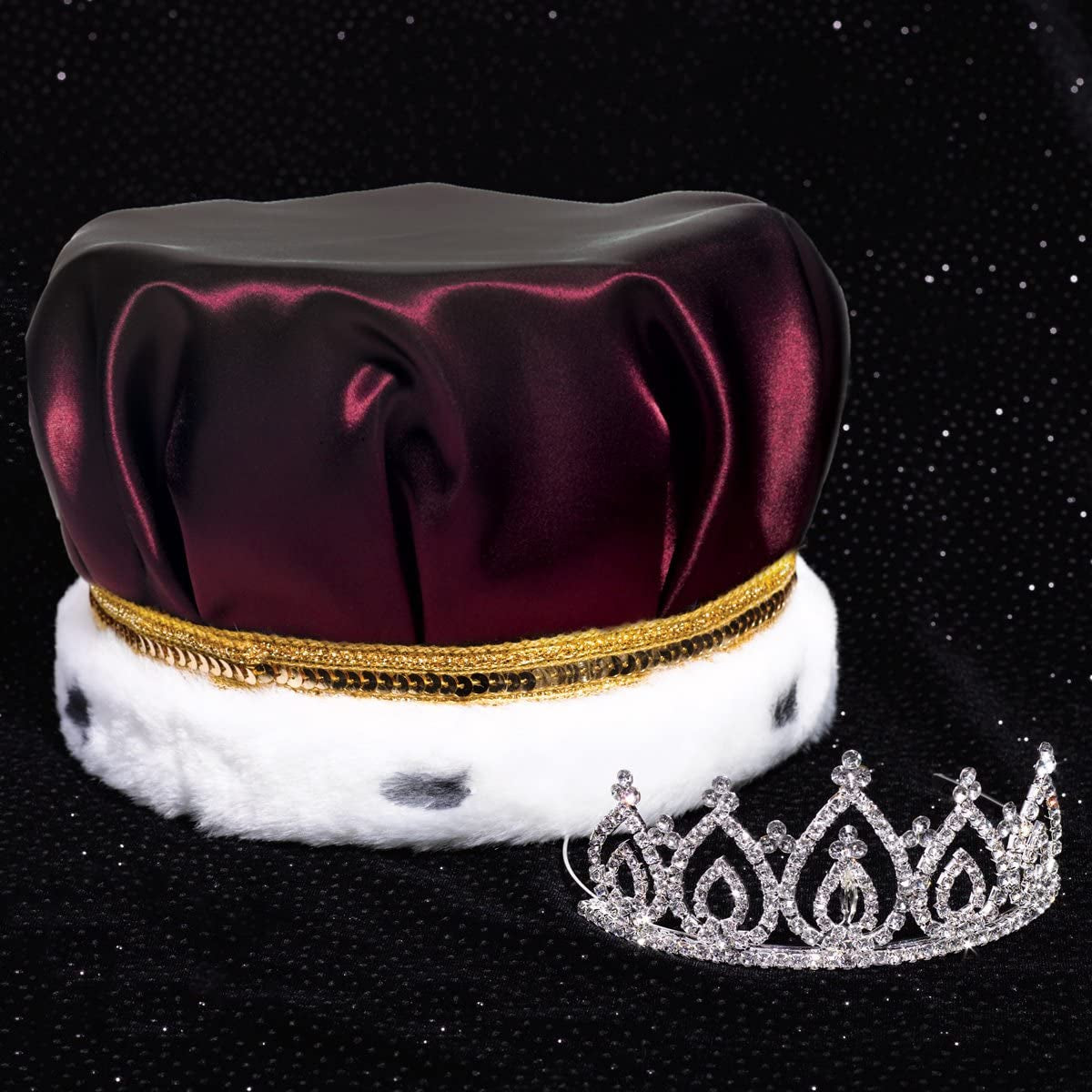 Satin Crown with Sequins and Becca Tiara Royalty Set Apparel & Accessories > Clothing Accessories > Sashes Anderson's Burgundy/Gold/White Crown  