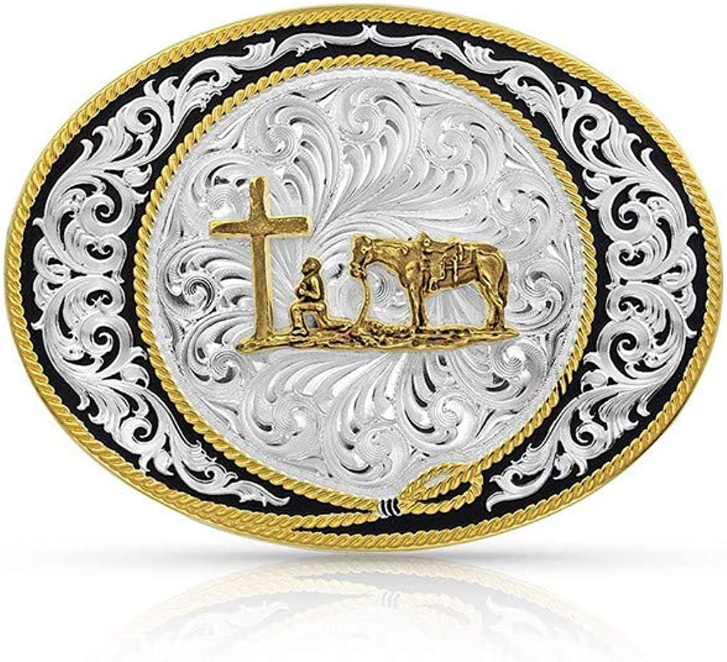 Montana Silversmiths Christian Faith Series Classic Western Buckle, Made in USA Apparel & Accessories > Clothing Accessories > Belt Buckles Montana Silversmiths Ranch Rope - Christian Cowboy  