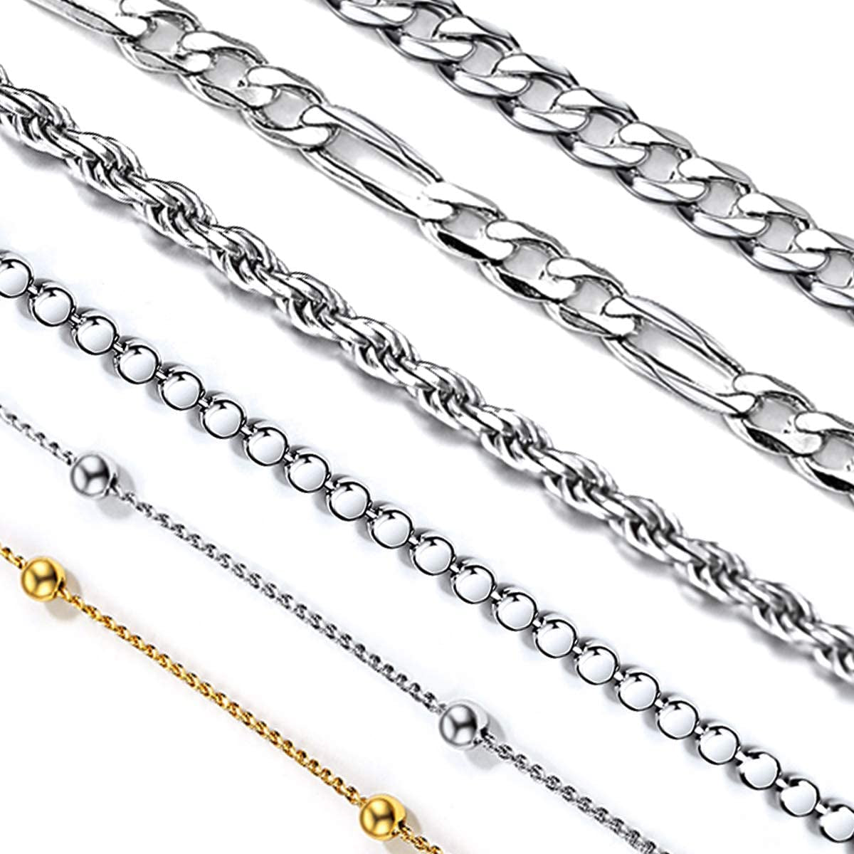 Chicsilver 925 Sterling Silver Ankle Bracelet for Women, Simple Durable Cuban Link/Figaro/Twist Rope Chain Anklets for Beach Party(With Gift Box) Apparel & Accessories > Jewelry > Anklets ChicSilver Jewelry   