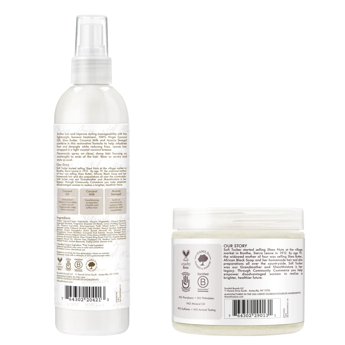 Sheamoisture 100 Percent Extra Virgin Coconut Oil Moisturizer and Leave-In Conditioner for Head-To-Toe Pampering Nourishing Hydration Skin and Hair Care with No Sulfates 2 Count Health & Beauty > Personal Care > Hair Care SheaMoisture   