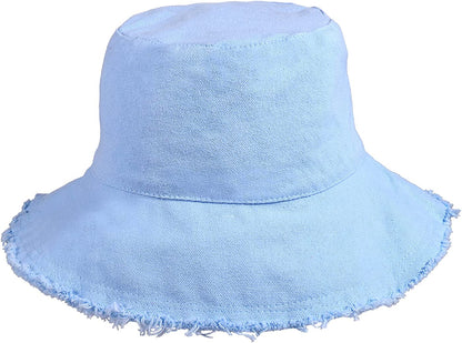 Boderier Sun Hats for Women Summer Casual Wide Brim Cotton Bucket Hat Beach Vacation Travel Accessories Apparel & Accessories > Clothing Accessories > Hats boderier Blue  