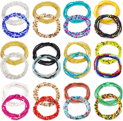Honsny 24PCS Waist Beads for Women Colorful Belly Beads Chain Summer African Waist Bead Body Chains Bikini Jewelry Apparel & Accessories > Jewelry > Body Jewelry Honsny 24pcs-Set 1  