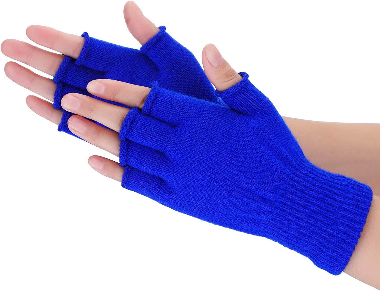 Satinior 2 Pair Unisex Half Finger Gloves Winter Stretchy Knit Fingerless Gloves in Common Size Apparel & Accessories > Clothing Accessories > Gloves & Mittens SATINIOR   
