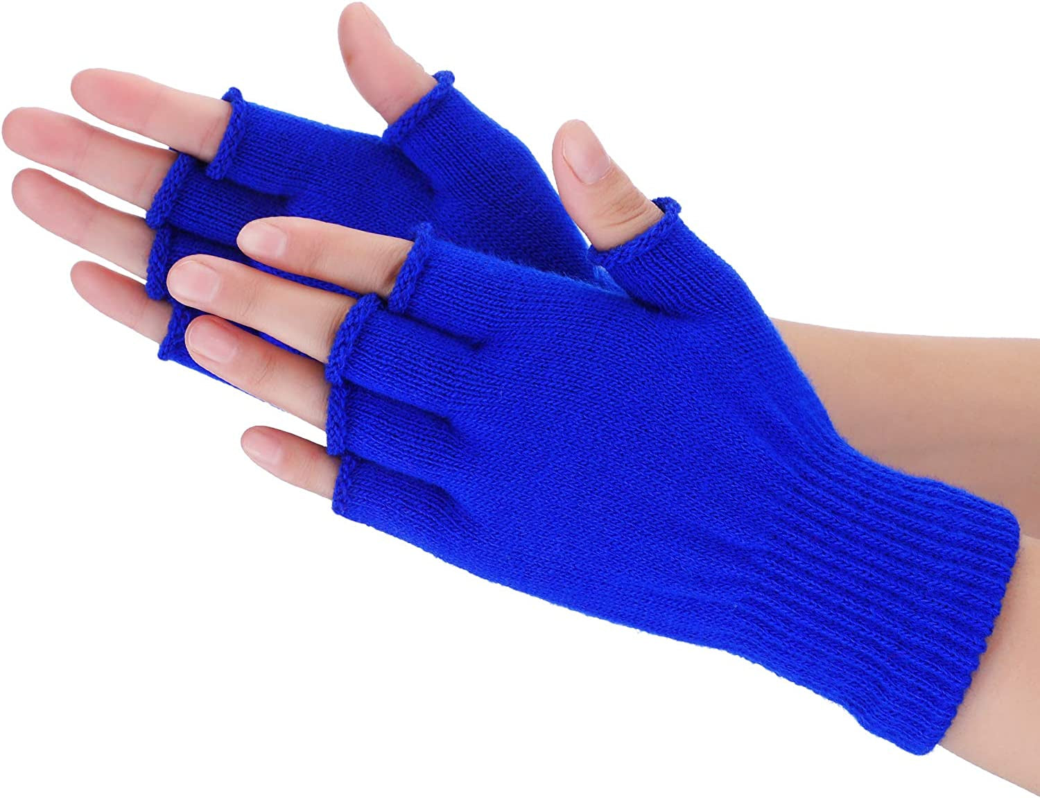 Satinior 2 Pair Unisex Half Finger Gloves Winter Stretchy Knit Fingerless Gloves in Common Size Apparel & Accessories > Clothing Accessories > Gloves & Mittens SATINIOR   