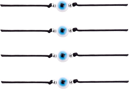 Hand Made 12Pcs Evil Eye Bracelets Pack Bulk Set Women Men Evil Eye Anklet Jewelry Protection Braclet Black Red String Boys&Girls Apparel & Accessories > Jewelry > Anklets SUMMER LOVE 4Pcs white bead  