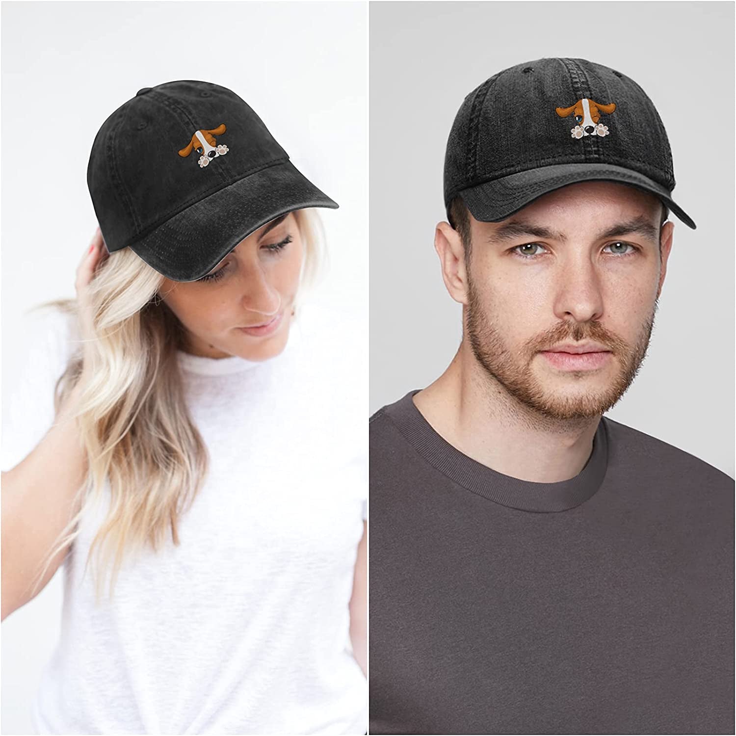 Baseball Cap Ponytail Hat for Women&Men Dog Washed Distressed Vintage Denim Adjustable Black Trucker Caps Dad Brother Daughter Friend Uncle Apparel & Accessories > Clothing Accessories > Hats KLYJI   