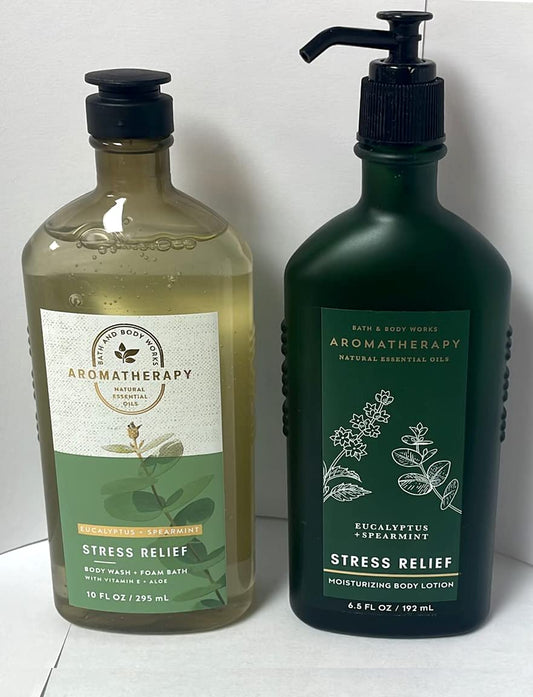 Body Works Aromatherapy Stress Relief Eucalyptus Spearmint 10 Oz Body Wash & Foam Bath and 6.5 Oz Body Lotion Bundle (Eucalyptus Spearmint) Health & Beauty > Personal Care > Cosmetics > Bath & Body Bath and Body Works   