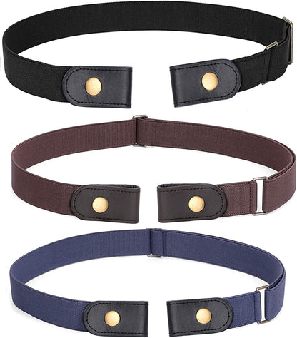 No Buckle Stretch Belt for Women Men Elastic Waist Belt up to 72 Inch for Jeans Pants Apparel & Accessories > Clothing Accessories > Belts WERFORU Z-black+coffee+blue Pants Size 23"-30" 