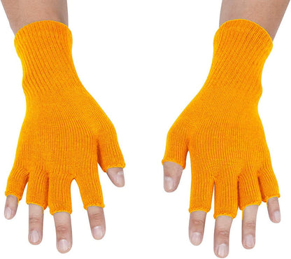 Gravity Threads Unisex Men Women Half Finger Stretchy Knit Fingerless Winter Gloves Apparel & Accessories > Clothing Accessories > Gloves & Mittens Gravity Trading Orange  