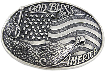 Nocona Boots Mens 37016 God Bless America Oval Buckle Silver Apparel & Accessories > Clothing Accessories > Belt Buckles Nocona Boots   