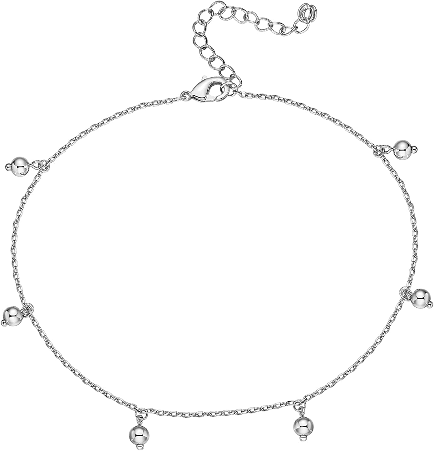 PAVOI 14K Gold Plated Charm Link Flat Gold Anklets for Women Apparel & Accessories > Jewelry > Anklets PAVOI Dot white plated 
