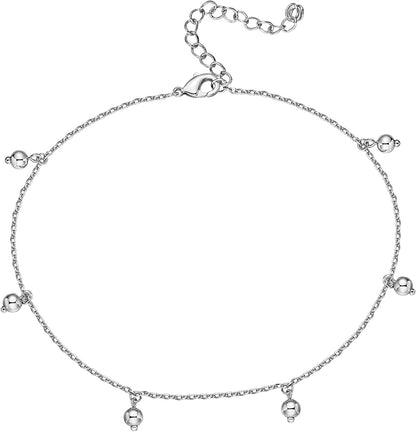 PAVOI 14K Gold Plated Charm Link Flat Gold Anklets for Women Apparel & Accessories > Jewelry > Anklets PAVOI Dot white plated 