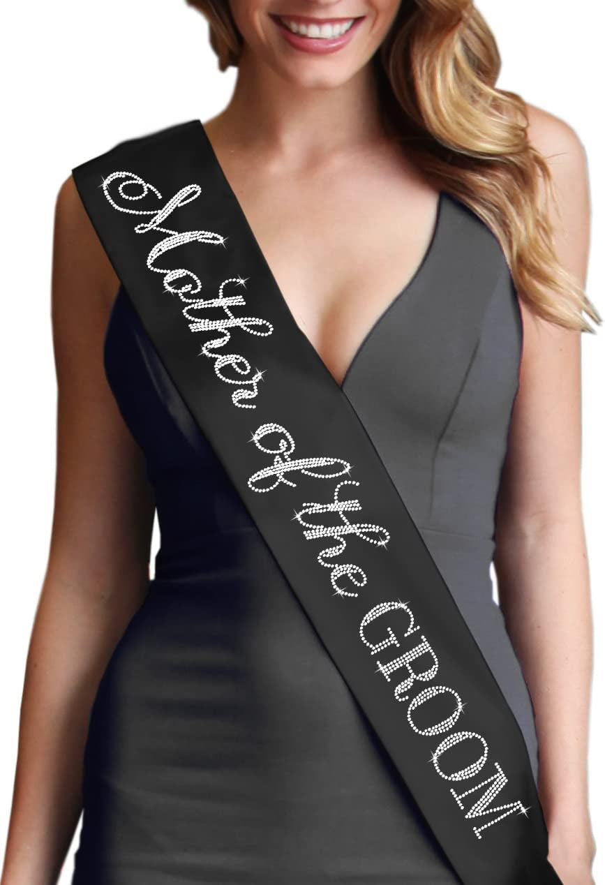 Blue Flirty Bride to Be Sash - Premium BRIDAL GRADE SATIN & Real CRYSTAL Rhinestone Bride to Be Satin Sash - Bachelorette Accessory Bride Gift - Classic Royal Blue Sash(Flrty B2B) Apparel & Accessories > Clothing Accessories > Sashes RhinestoneSash Black - Mother of the Groom One Size Fits Most 