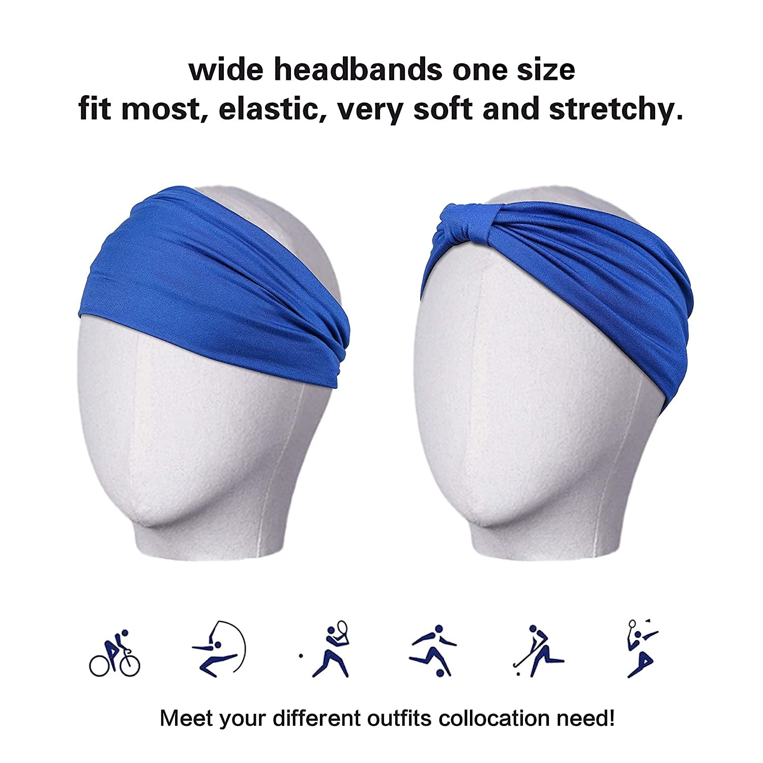 Gili 6 Pack Wide Headbands for Women Non Slip Soft Elastic Hair Bands Yoga Running Sports Workout Gym Head Wraps , Knotted Cotton Cloth African Turbans Bandana ( with 6 Pcs Hair Ties) Apparel & Accessories > Clothing Accessories > Bandanas & Headties GILI   