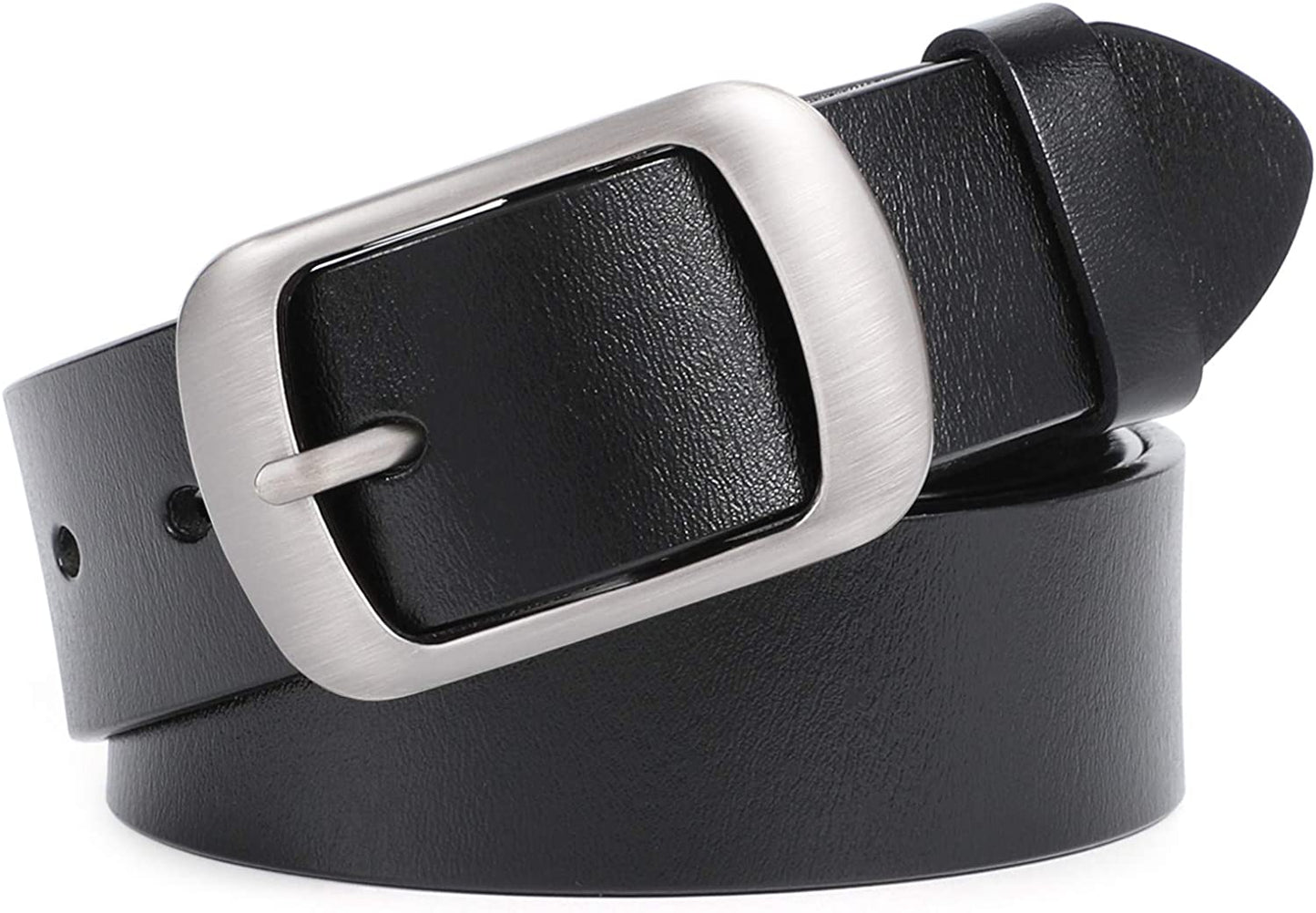 Women Leather Belts for Jeans Pants Fashion Dress Belt for Women with Solid Pin Buckle by WHIPPY Apparel & Accessories > Clothing Accessories > Belts WHIPPY 2-black XXXL: Fit for Waist Size 51"-54" 