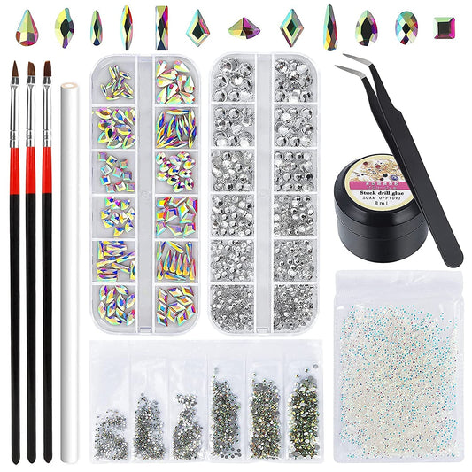 Artdone Nail Art Rhinestones 5000Pcs+2000Pcs+1728Pcs+120Pcs Multi Shapes Glass Crystal AB Rhinestones for Nail Gems with Tools and Nail Rhinestone Glue Nail Decoration and Accessories Kit. Health & Beauty > Personal Care > Cosmetics > Cosmetic Tools > Nail Tools Artdone   
