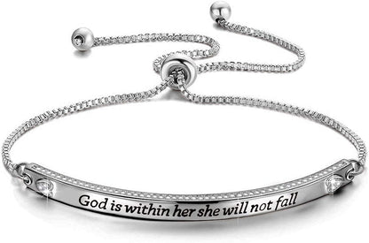 CENWA Christian Gift Religious Bracelet Jewelry 46:5 God Is within Her She Will Not Fall Zircon Bracelet Bible Verse Bracelet Gift Apparel & Accessories > Jewelry > Bracelets CENWA god is within her br S  