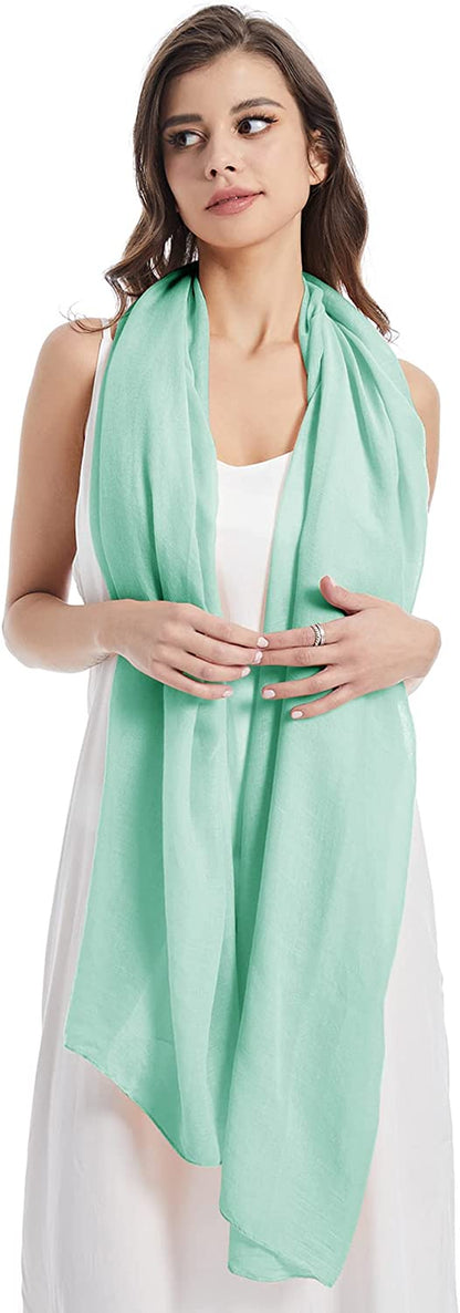 Missshorthair Womens Solid Color Scarfs Long Lightweight Scarf for Women Large Sheer Wrap Shawl Apparel & Accessories > Clothing Accessories > Scarves & Shawls MissShorthair Mint Green  