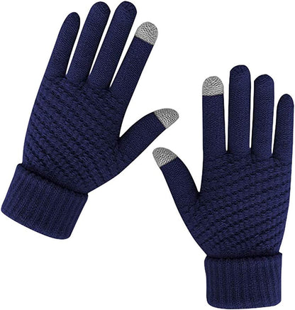 Women Winter Warm Touch Screen Gloves Knitted Soft Elastic Thick Gloves for Clod Weather Apparel & Accessories > Clothing Accessories > Gloves & Mittens Muryobao Blue  