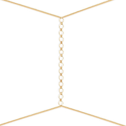 Body Chains for Women Sexy Skinny Crossover Full Body Jewelry for Bikini Swimsuit Wedding Dress Necklace and Belly Chain Set Apparel & Accessories > Jewelry > Body Jewelry Tosmifairy Gold-Linked O-Rings Charm  