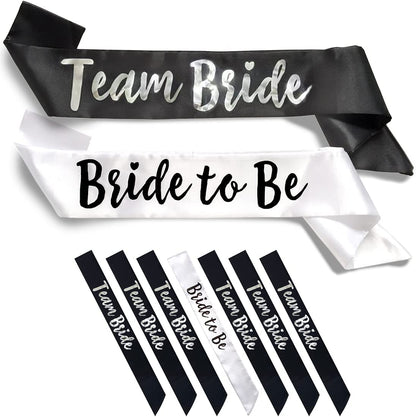 Team Bride 7Pc Satin Sash Set - Sophisticated & Fun Party Favors for Bachelorette Party, Bridal Shower & Wedding Party (7Pc Set, Rose Gold) Apparel & Accessories > Clothing Accessories > Sashes Life is a Party White & Black 7 Count (Pack of 1) 