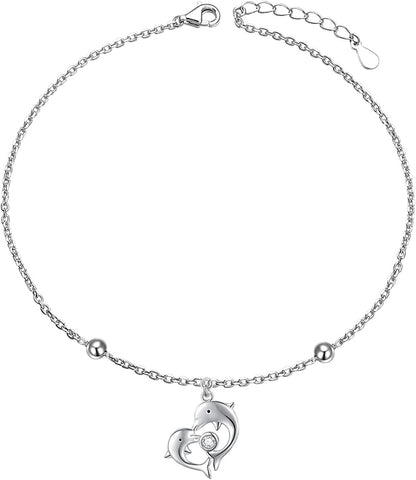 DAOCHONG Anklet for Women S925 Sterling Silver Adjustable Foot Chain Ankle Bracelet Anklets Jewelry Apparel & Accessories > Jewelry > Anklets harmonyball jewelry 08_Dolphin  