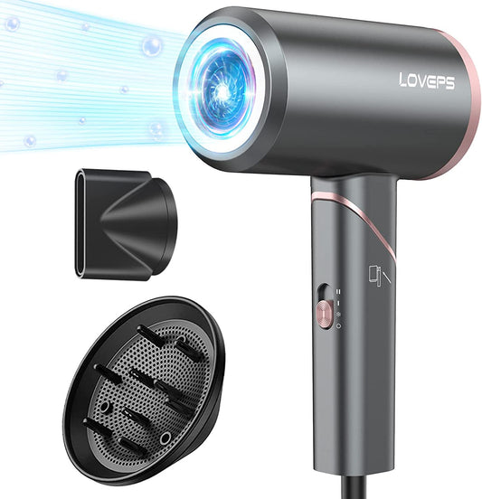 Hair Dryer, 1800W Blow Dryer, Ionic Hair Dryer with Diffuser, Foldable Handle Travel Hair Dryer, Constant Temperature Hair Care without Damaging Hair Health & Beauty > Personal Care > Hair Care LOVEPS Rose Gold  