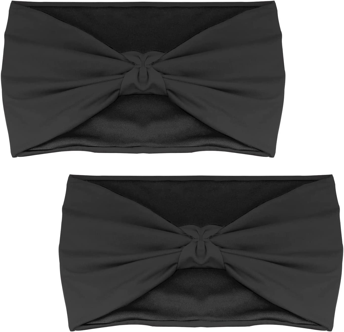 Moko Headband for Women, Versatile Turban Headband Hair Wrap Multi-Style Casual Sports Headwear, Stretchy Breathable Moisture Wicking Microfiber Head Wrap for Workout, Running, Yoga Apparel & Accessories > Clothing Accessories > Bandanas & Headties MoKo Black+Black Elastic 