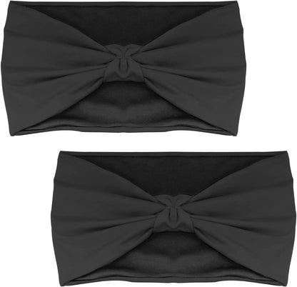 Moko Headband for Women, Versatile Turban Headband Hair Wrap Multi-Style Casual Sports Headwear, Stretchy Breathable Moisture Wicking Microfiber Head Wrap for Workout, Running, Yoga Apparel & Accessories > Clothing Accessories > Headwear MoKo Black+Black Elastic 
