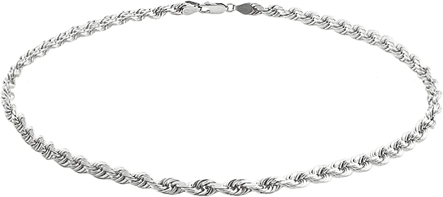 Savlano 925 Sterling Silver Solid Italian Figaro, Rope,Herringbone, Curb, Ball Bead, Snake, Mariner Chain Anklet for Women & Girls, Comes in 0.8Mm - 5Mm Gift Box Apparel & Accessories > Jewelry > Anklets Savlano Rope 1.5mm 9.0 Inches 