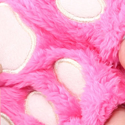 Roselan Cat Paw Gloves Fingerless Faux Fur Plush Gloves Mittens Winter Warm Half Finger Gloves Cute Cat Paw Cosplay Gloves (Hot Pink, One Size) Apparel & Accessories > Clothing Accessories > Gloves & Mittens Roselan   